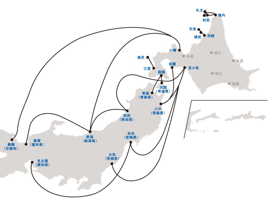 北海道に上陸できる港は10箇所ある